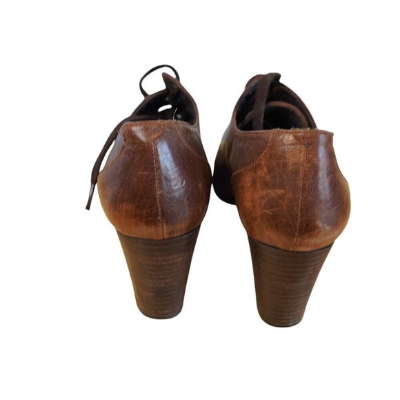 Alberto Moretti Womens‎ Brown Italian Leather Lace-Up Heeled Oxfords Size 9 - Picture 3 of 10